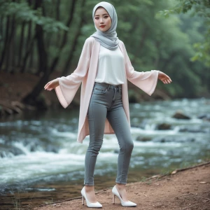 Generate an image of a young 20-year-old woman with delicate Kor...