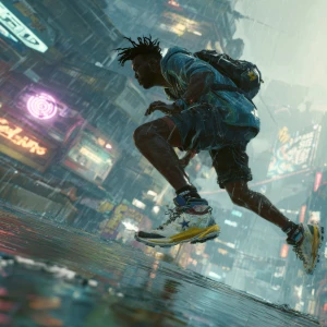 A highly agile and fit Nigerian male character in his late 20s t...