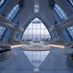 neo futuristic interior based on elemental concept or idea of ce...