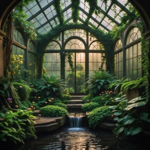 Step into the Vine-Curtained Conservatory, a tranquil sanctuary...