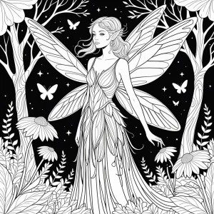 Intricate line art design for a coloring page featuring a beauti...