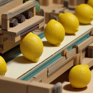 Scene opens with a row of lemons cut from textured yellow paper,...