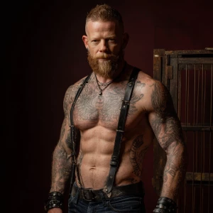 A man with a short, ginger cropped hairstyle and a beard stands...