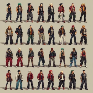 game characters. urban. fighting game. punks. many sprites. 2d....