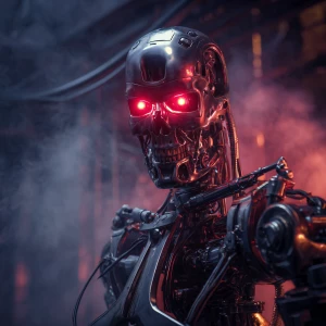 Tu pacc as a T-800 Terminator endoskeleton, polished chrome hype...