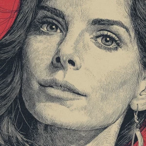 Close up of Sandra Bullock, by moebius