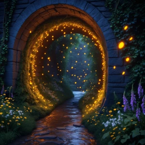 A magical scene unfolds before you as you approach the entrance...