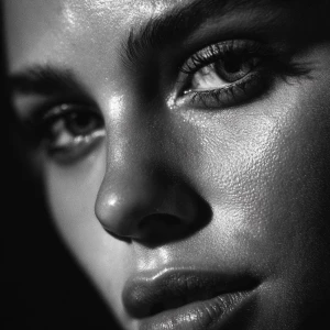 Ultra realistic big close-up portrait of Xenia Tchoumitcheva, bl...