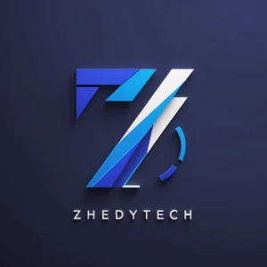 Create a premium abstract logo for a tech gadget brand named "Zh...