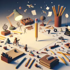 The Tidy-Up: A messy desk or bedroom. The objects (pens, papers,...