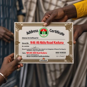Adress on certificate should be No46 Ali Akilu road Kaduna