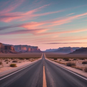 Desert road at twilight, pastel sky
