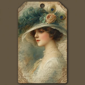 Print-ready shabby-chic tag, ~3×7 in, 300 DPI, sRGB, 3 mm bleed,...