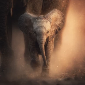 A baby African elephant named Ember, just born next to his mothe...