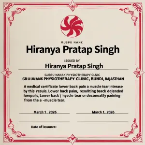 Generate a medical certificate for Hiranya Pratap Singh, issued...