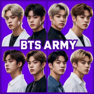 Create two realistic profile pictures featuring all seven BTS me...