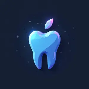 Apple logo style, infusing it with dental symbolism for a creati...