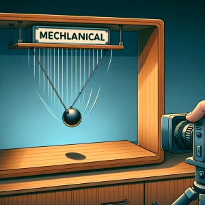 a 2d flat video of a pendulum being dropped from the top left ed...