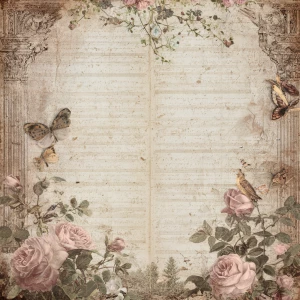 Full-page vintage junk journal background, US Letter (2550×3300...