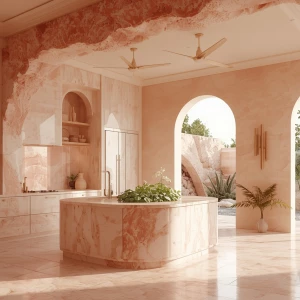 Imagine standing in the ethereal Coralstone Hearth kitchen, a sa...