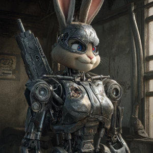 A highly detailed and realistic depiction of Lola Bunny transfor...