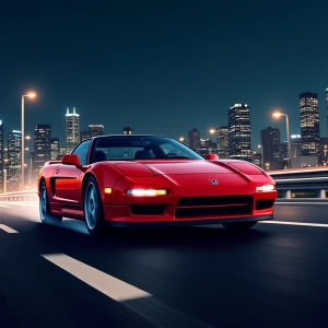 Generate a realistic image of a red 1999 Honda NSX, a Japanese s...