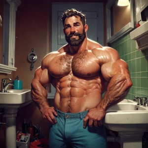 Kenny mid 30’s muscular super hairy  plumber who is bulging and...