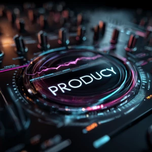 A futuristic DJ mixing console controlled by artificial intellig...