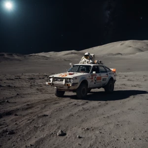 austronaut with logo 3•6•9, no usa flags.   driving racing car w...