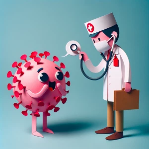 별의 커비가 의사에게 몸이 좋지 않다고 말하면서 진찰을 받으러 가...