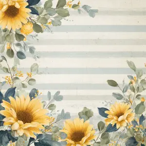 flat printable background paper, farmhouse-inspired sunflower de...
