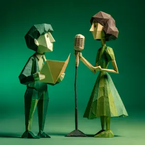 Origami Style, Paper Animation, boy expressively reads poetry, w...