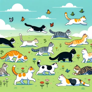 11 cats playing in a field