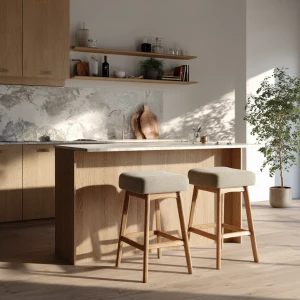 Generate a realistic and detailed image of a kitchen island craf...