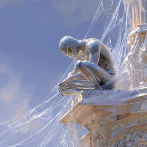 Masterpiece digital painting. Spider-Man intricately sculpted fr...