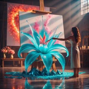 In a grand studio suffused with gentle, filtered light, a massiv...