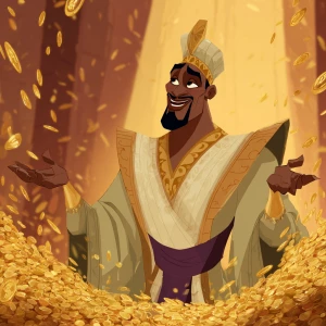 Mansa Musa standing in the center of the frame with a kind, conf...