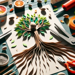 A stop-motion paper cutout animation of a seed growing into a gi...