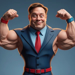 Claymation-style wrestler version of Elon Musk with exaggerated...
