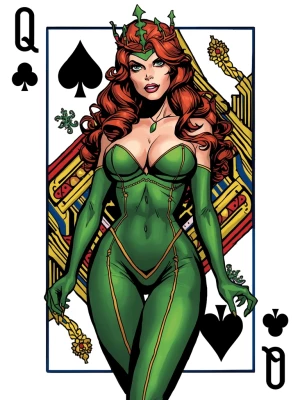 Create an illustration of Poison Ivy from the comics portrayed a...