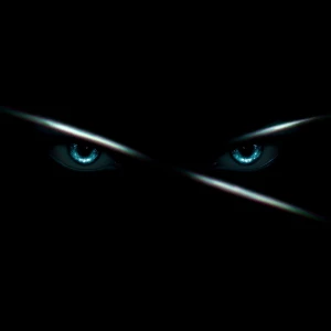 A cinematic logo animation featuring a close-up of glowing blue...