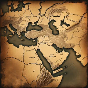 A map of  judea and israel in the 8th century