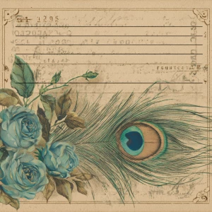 Vintage library card, 3×5 in portrait, 300 DPI, sRGB. Tea-staine...