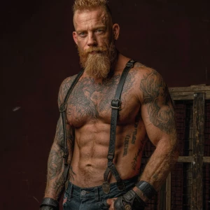 A man with a short, ginger cropped hairstyle and a beard stands...