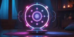 In the dimly lit corner of a bohemian room, a pulsating, otherwo...