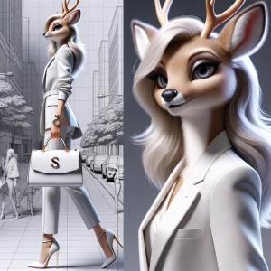 Create an ultra-realistic 8K illustration of a female anthropomo...