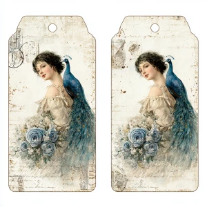 Print-ready shabby-chic tag, ~3×7 in, 300 DPI, sRGB, 3 mm bleed,...