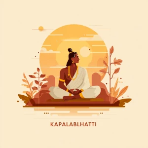 Generate an image about Kapalabhati in a flat style without any...