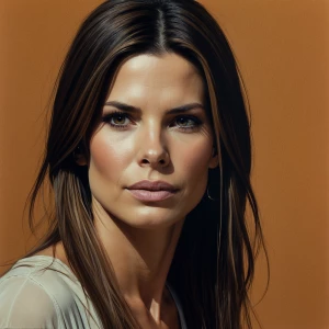 Generate a detailed and artistic portrait of actress Sandra Bull...