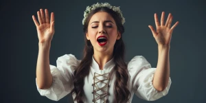 Une fille en robe a épaulettes qui claque des doigts en chantant...